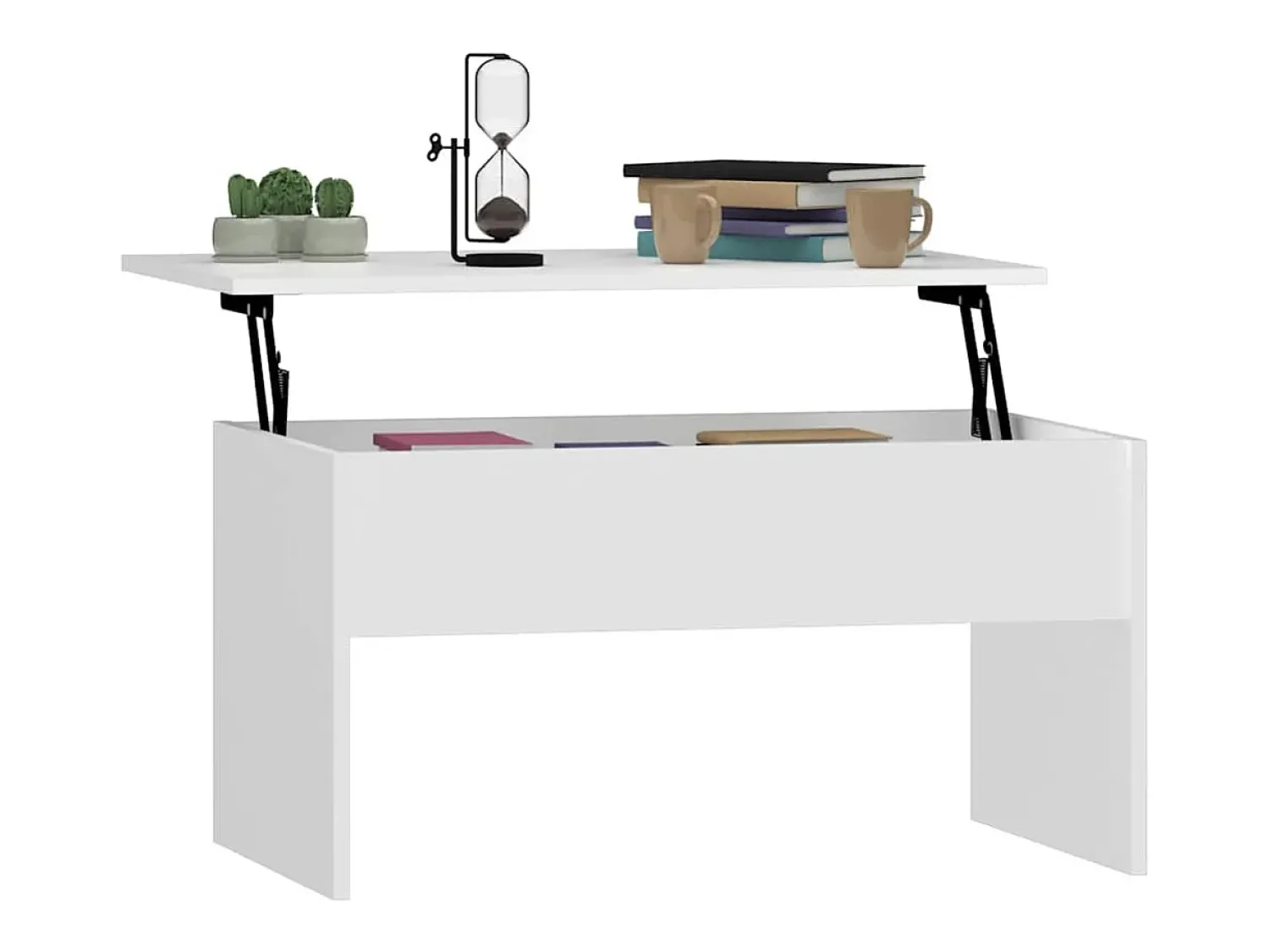 Mesa De Centro| Mesa de centro | Mesa de apoio 80x50.5x41.5 cm madeira processada Branco
