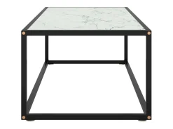 Online Mesa de centro | Mesa de apoio 100x50x35 cm vidro mármore branco Preto