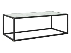 Online Mesa de centro | Mesa de apoio 100x50x35 cm vidro mármore branco Preto