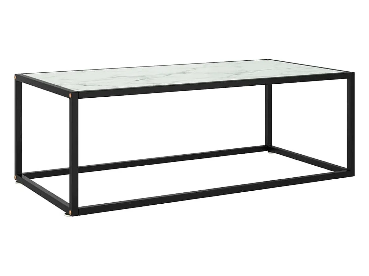 Online Mesa de centro | Mesa de apoio 100x50x35 cm vidro mármore branco Preto