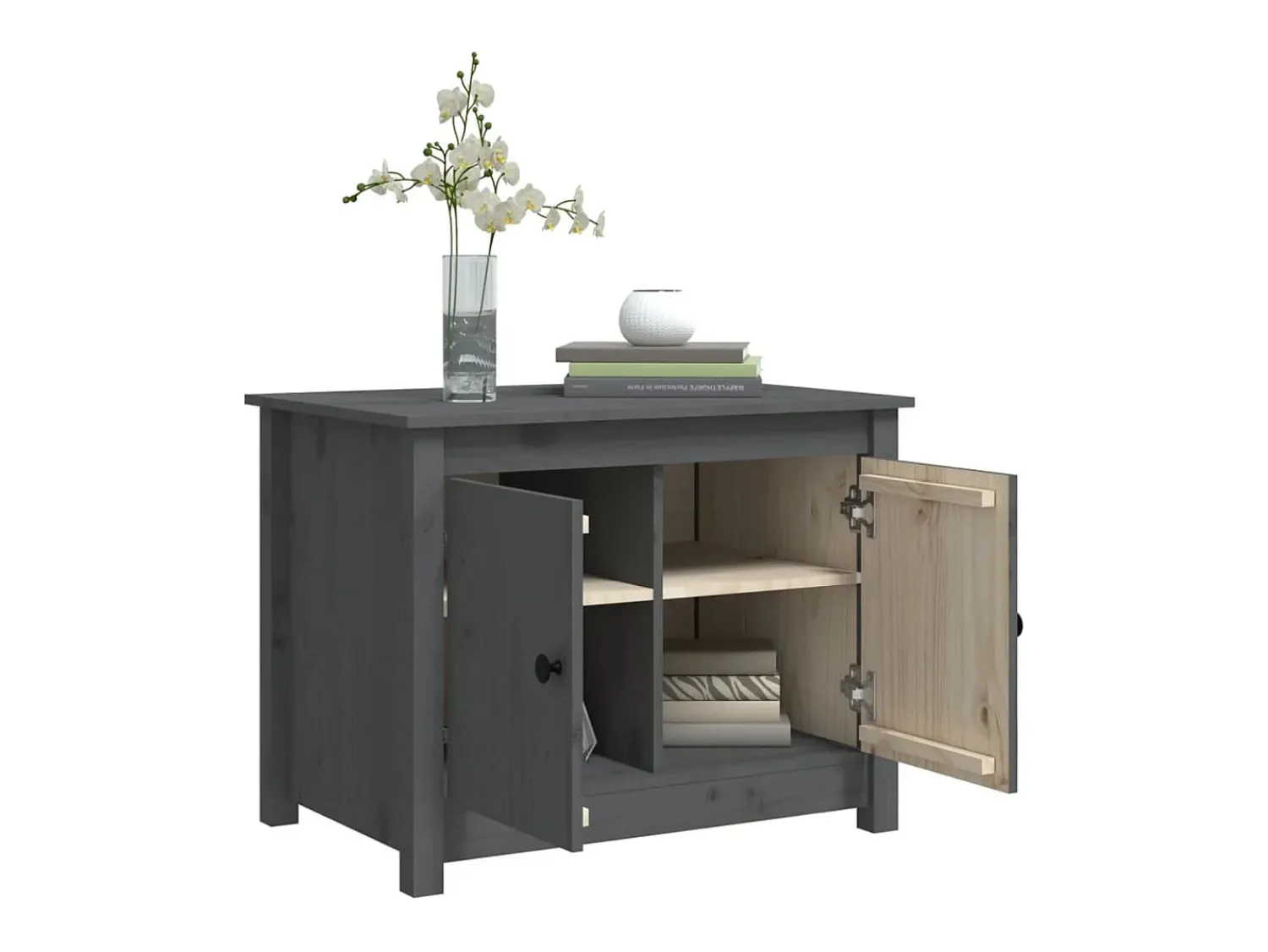 Mesa de centro | Mesa de apoio 71x49x55 cm pinho maciço cinza^ Mesa De Centro