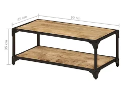 Mesa De Centro| Mesa de centro | Mesa de apoio | Mesa de café 90x45x35 cm madeira de mangueira áspera maciça Castanho