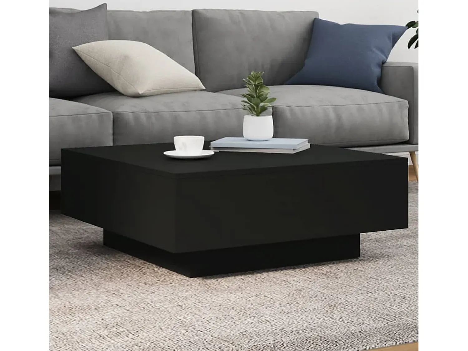 Mesa de centro | Mesa de apoio | Mesa de café com luzes LED 80x80x31 cm^ Mesa De Centro