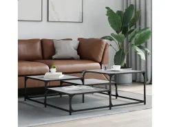 Mesa de centro | Mesa de apoio 107x107x40 cm derivados de madeira cinza sonoma Cinzento