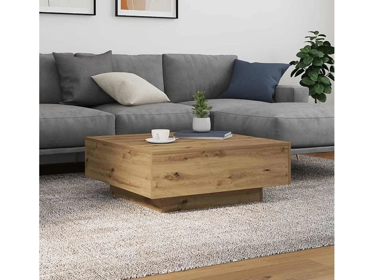 Discount Mesa de centro | Mesa de apoio carvalho artisiano 80x80x31 cm Castanho