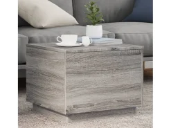 Mesa De Centro| Mesa de centro | Mesa de apoio com luzes LED 50x50x40 cm sonoma cinza-claro Cinzento