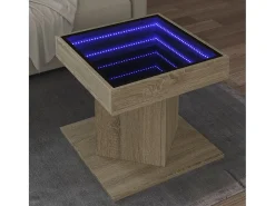 Mesa de centro | Mesa de apoio c/ LEDs 50x50x45 madeira processada^ Mesa De Centro