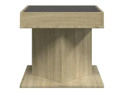 Mesa de centro | Mesa de apoio c/ LEDs 50x50x45 madeira processada^ Mesa De Centro