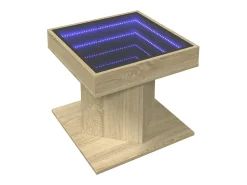 Mesa de centro | Mesa de apoio c/ LEDs 50x50x45 madeira processada^ Mesa De Centro