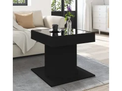 Mesa de centro | Mesa de apoio c/ LEDs 50x50x45cm contraplacado brilhante^ Mesa De Centro