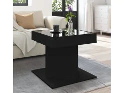 Mesa de centro | Mesa de apoio c/ LEDs 50x50x45cm contraplacado brilhante^ Mesa De Centro
