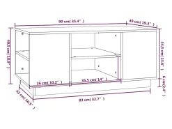 Hot Mesa de centro | Mesa de apoio 90x49x40.5 cm madeira de pinho maciça Cinzento