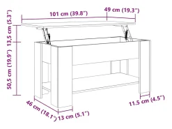 Mesa de centro | Mesa de apoio 101x49x52cm derivados de madeira sonoma^ Mesa De Centro