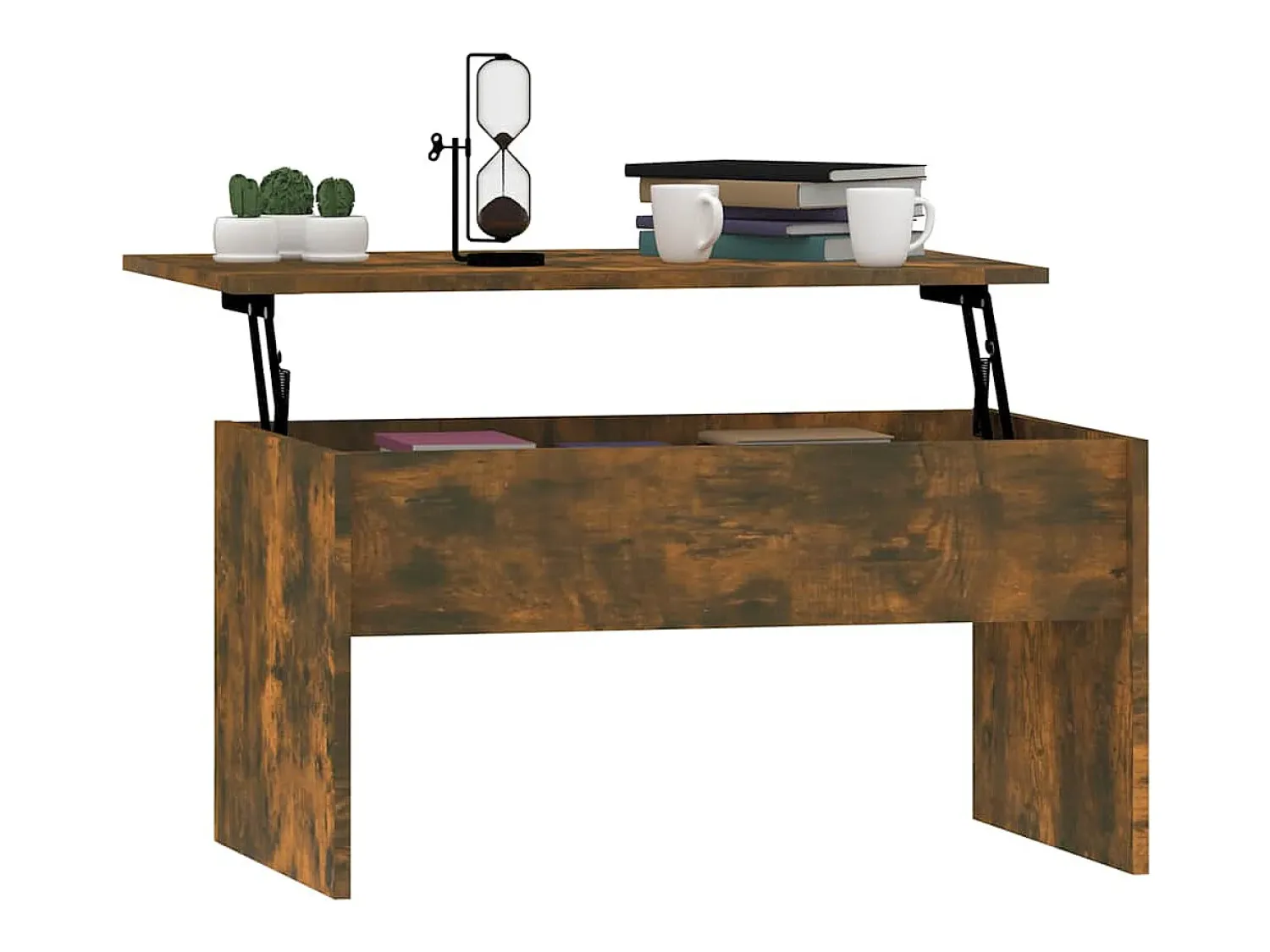 Mesa De Centro| Mesa de centro | Mesa de apoio 80x50.5x41.5cm madeira processada carvalho fumado Castanho