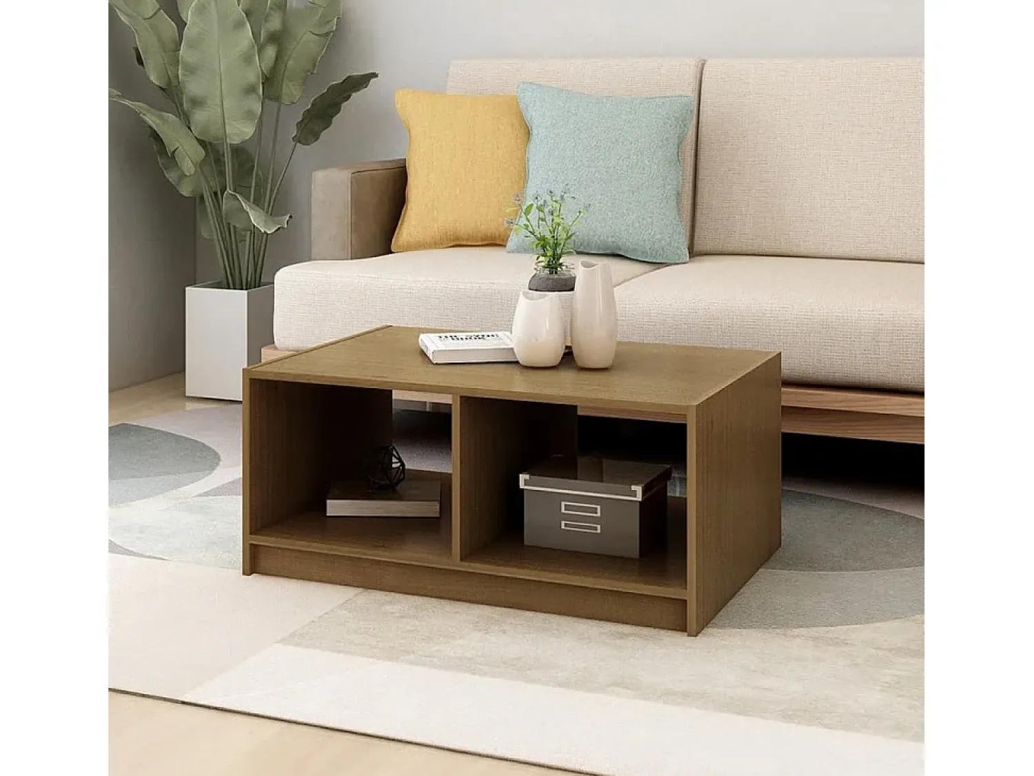 Mesa de centro | Mesa de apoio 75x50x33.5 cm pinho maciço mel^ Mesa De Centro