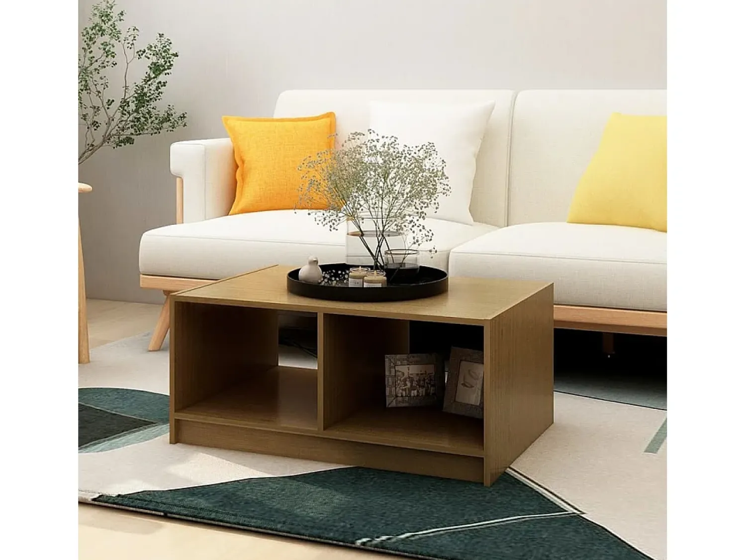 Mesa de centro | Mesa de apoio 75x50x33.5 cm pinho maciço mel^ Mesa De Centro