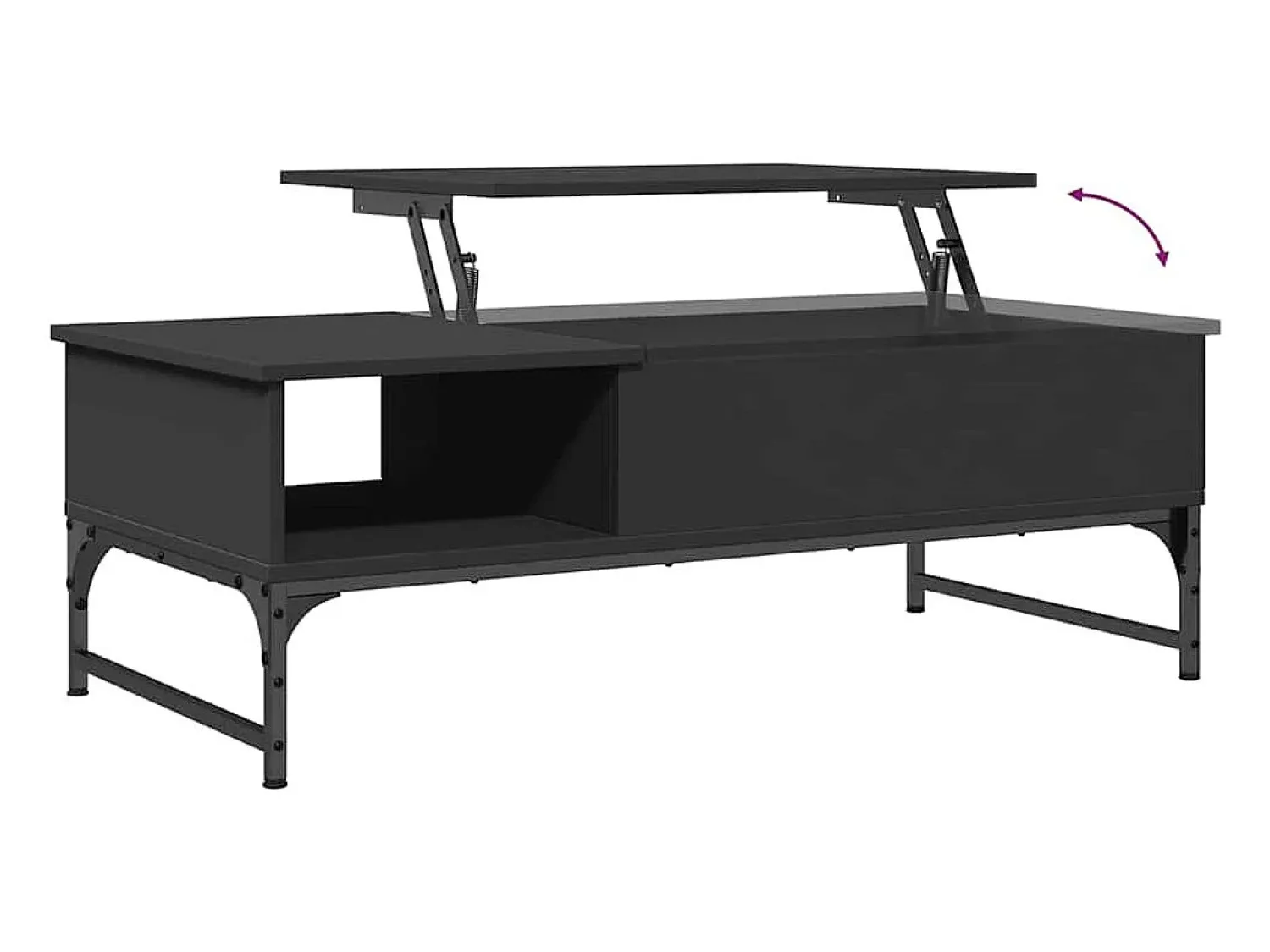Mesa De Centro* Mesa de centro | Mesa de apoio 100x50x35 cm derivados de madeira/metal Preto