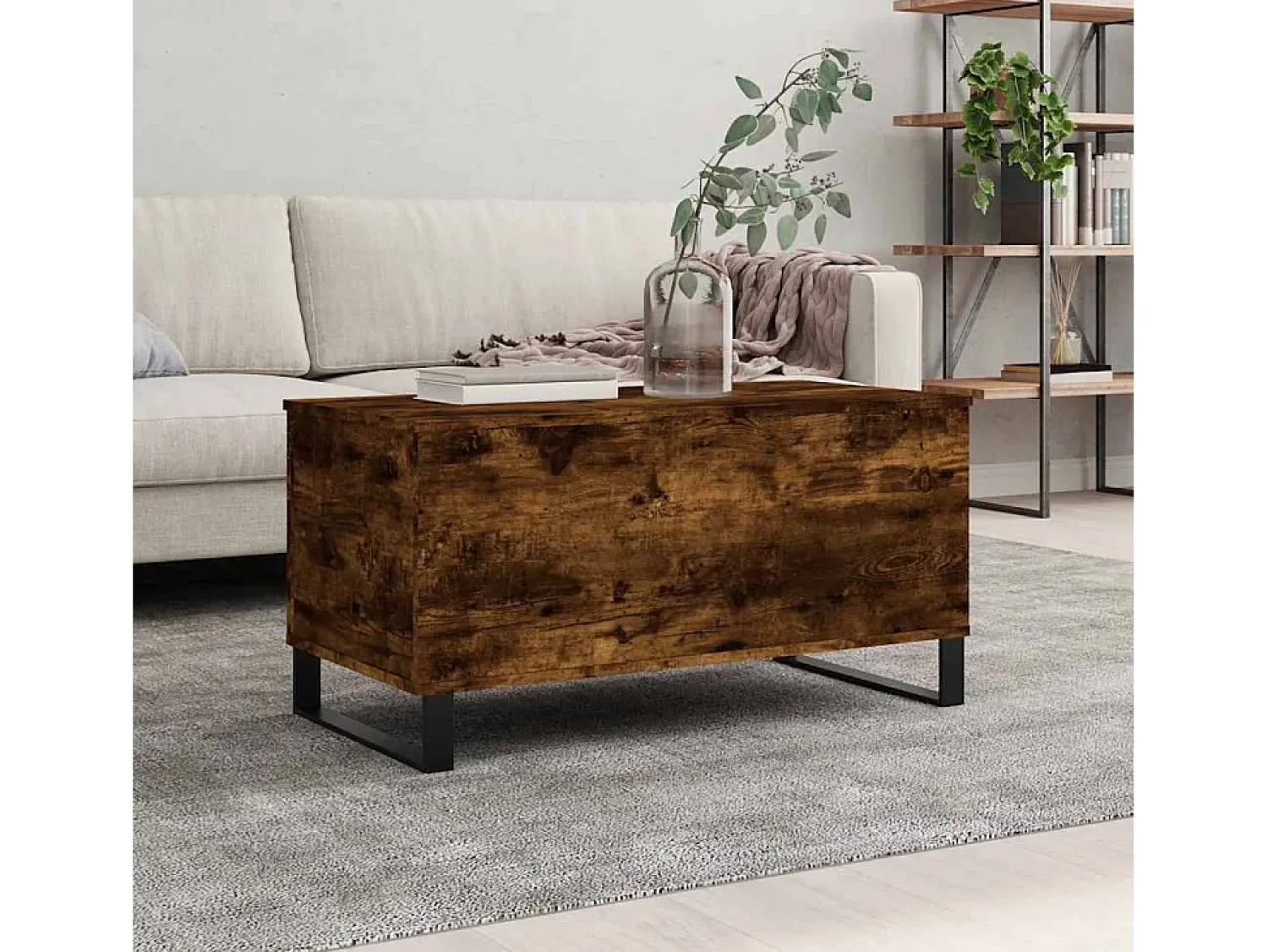 Mesa De Centro* Mesa de centro | Mesa de apoio 90x44.5x45 cm derivados madeira carvalho fumado Castanho