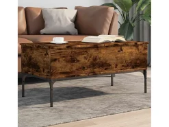 Mesa de centro | Mesa de apoio 100x50x45cm deriv. madeira/metal carvalho fumado^ Mesa De Centro