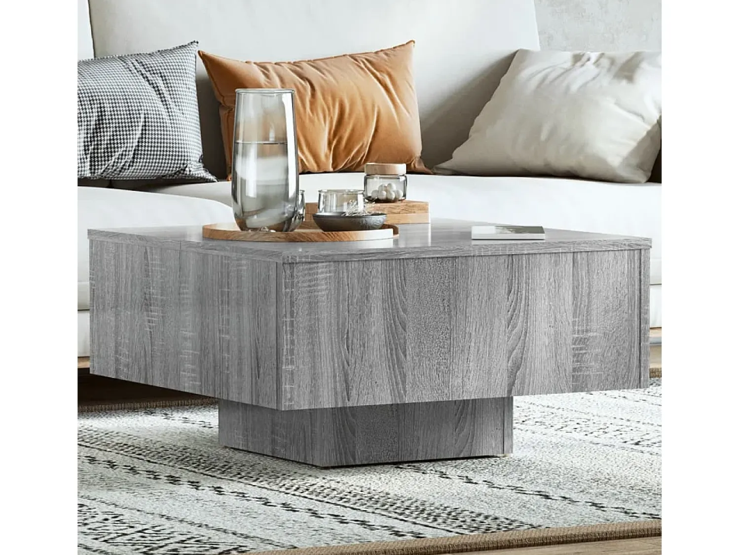 Mesa De Centro* Mesa de centro | Mesa de apoio 60x60x31.5 cm derivados de madeira cinza sonoma Cinzento