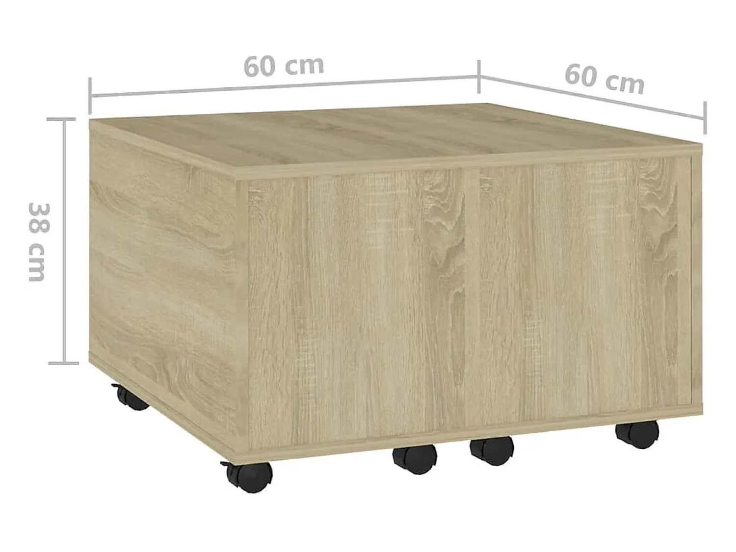 Outlet Mesa de centro | Mesa de apoio 60x60x38 cm derivados de madeira carvalho sonoma Castanho