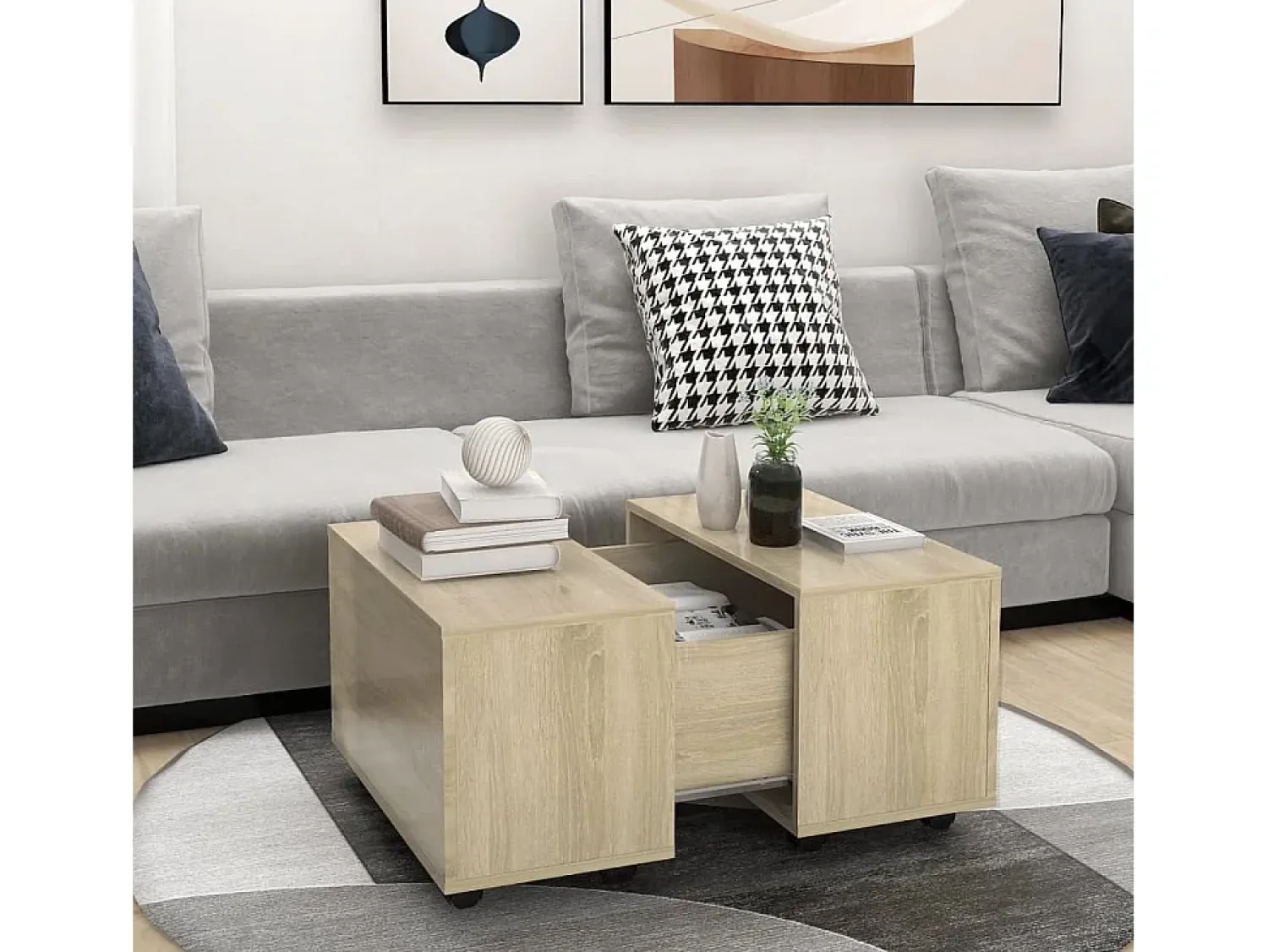 Outlet Mesa de centro | Mesa de apoio 60x60x38 cm derivados de madeira carvalho sonoma Castanho