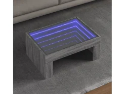 Mesa De Centro| Mesa de centro | Mesa de apoio luzes LED Infinity 70x50x30 cm sonoma Cinzento