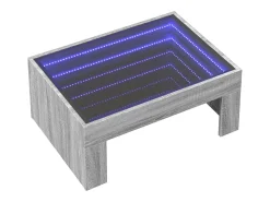 Mesa De Centro| Mesa de centro | Mesa de apoio luzes LED Infinity 70x50x30 cm sonoma Cinzento