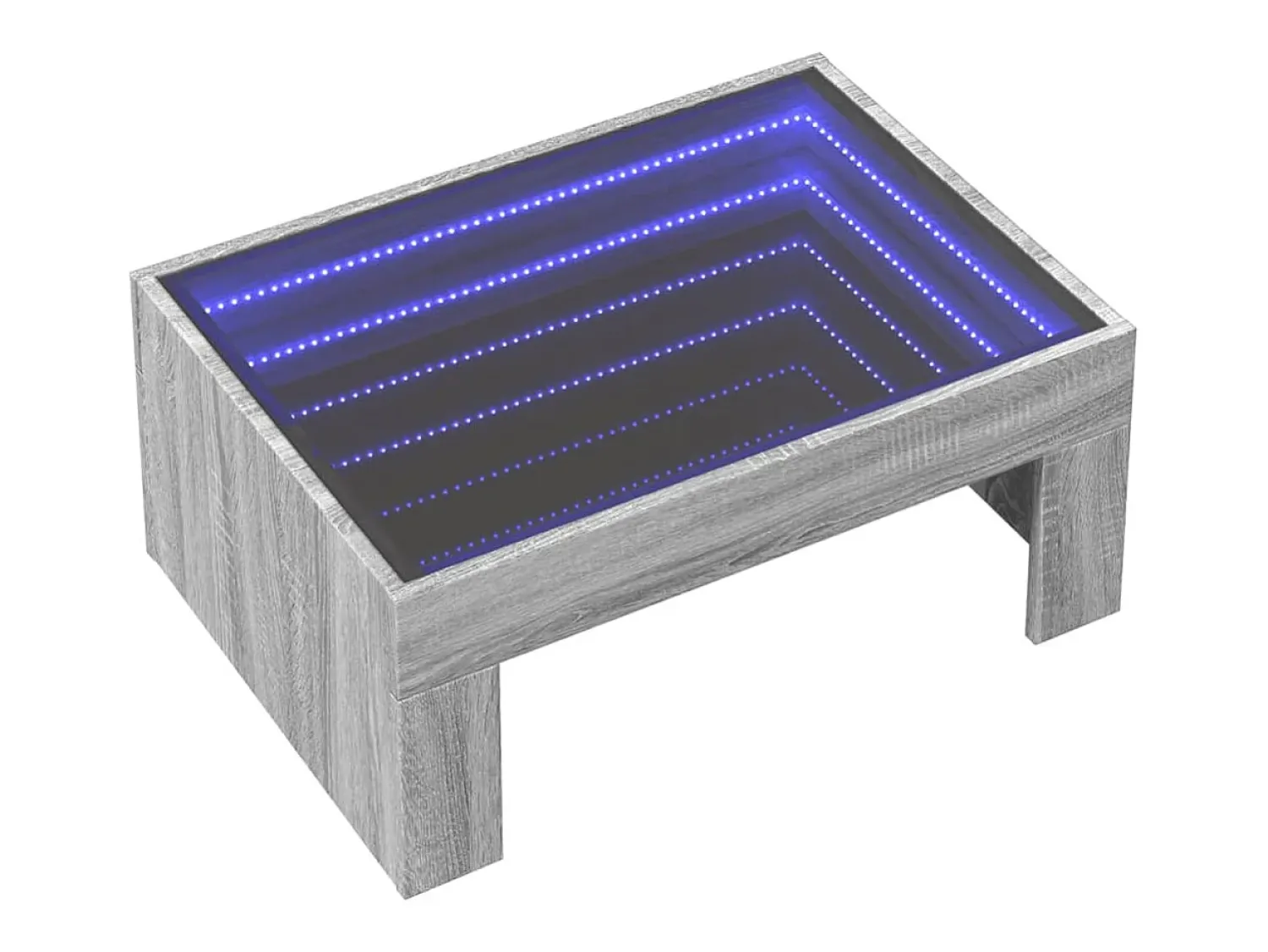 Mesa De Centro| Mesa de centro | Mesa de apoio luzes LED Infinity 70x50x30 cm sonoma Cinzento