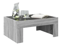 Mesa De Centro| Mesa de centro | Mesa de apoio luzes LED Infinity 70x50x30 cm sonoma Cinzento