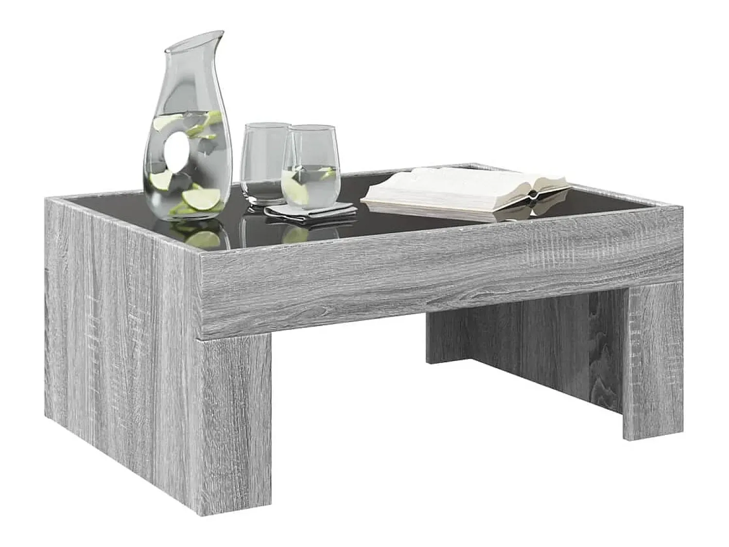 Mesa De Centro| Mesa de centro | Mesa de apoio luzes LED Infinity 70x50x30 cm sonoma Cinzento
