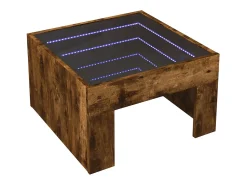 Mesa de centro | Mesa de apoio luzes LED Infinity 50x50x30 cm carvalho fumado^ Mesa De Centro