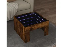 Mesa de centro | Mesa de apoio luzes LED Infinity 50x50x30 cm carvalho fumado^ Mesa De Centro