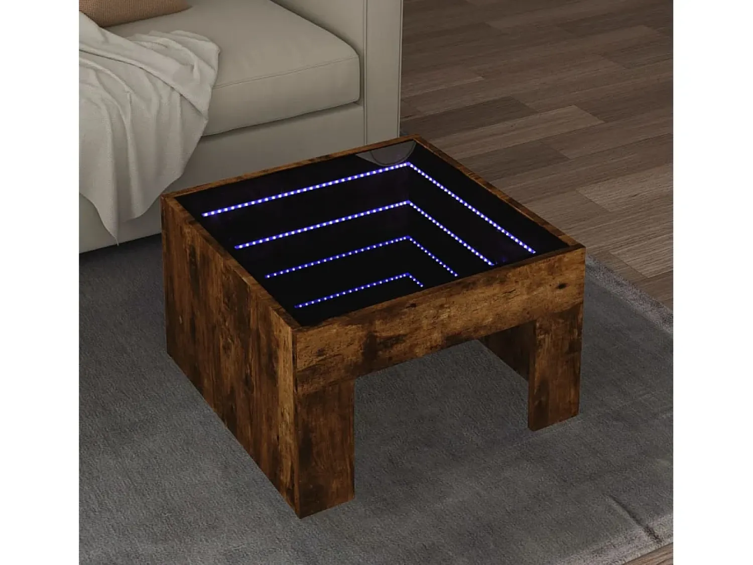 Mesa de centro | Mesa de apoio luzes LED Infinity 50x50x30 cm carvalho fumado^ Mesa De Centro