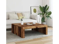 New Mesa de centro | Mesa de apoio | Mesa de café 100x100x35 cm deriv. de madeira madeira velha Castanho
