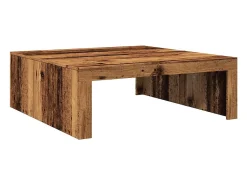 New Mesa de centro | Mesa de apoio | Mesa de café 100x100x35 cm deriv. de madeira madeira velha Castanho