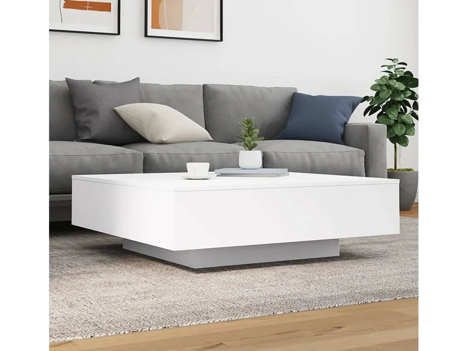 Hot Mesa de centro | Mesa de apoio 100x100x31 cm derivados de madeira Branco