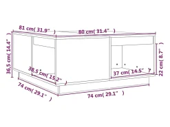 Mesa De Centro* Mesa de centro | Mesa de apoio 80x81x36.5 cm madeira pinho maciça mel Castanho