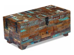 Mesa De Centro| Mesa de centro | Mesa de apoio | Mesa de centro baú/caixa 80x40x35cm madeira reciclada maciça Castanho
