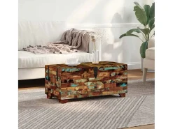 Mesa De Centro| Mesa de centro | Mesa de apoio | Mesa de centro baú/caixa 80x40x35cm madeira reciclada maciça Castanho