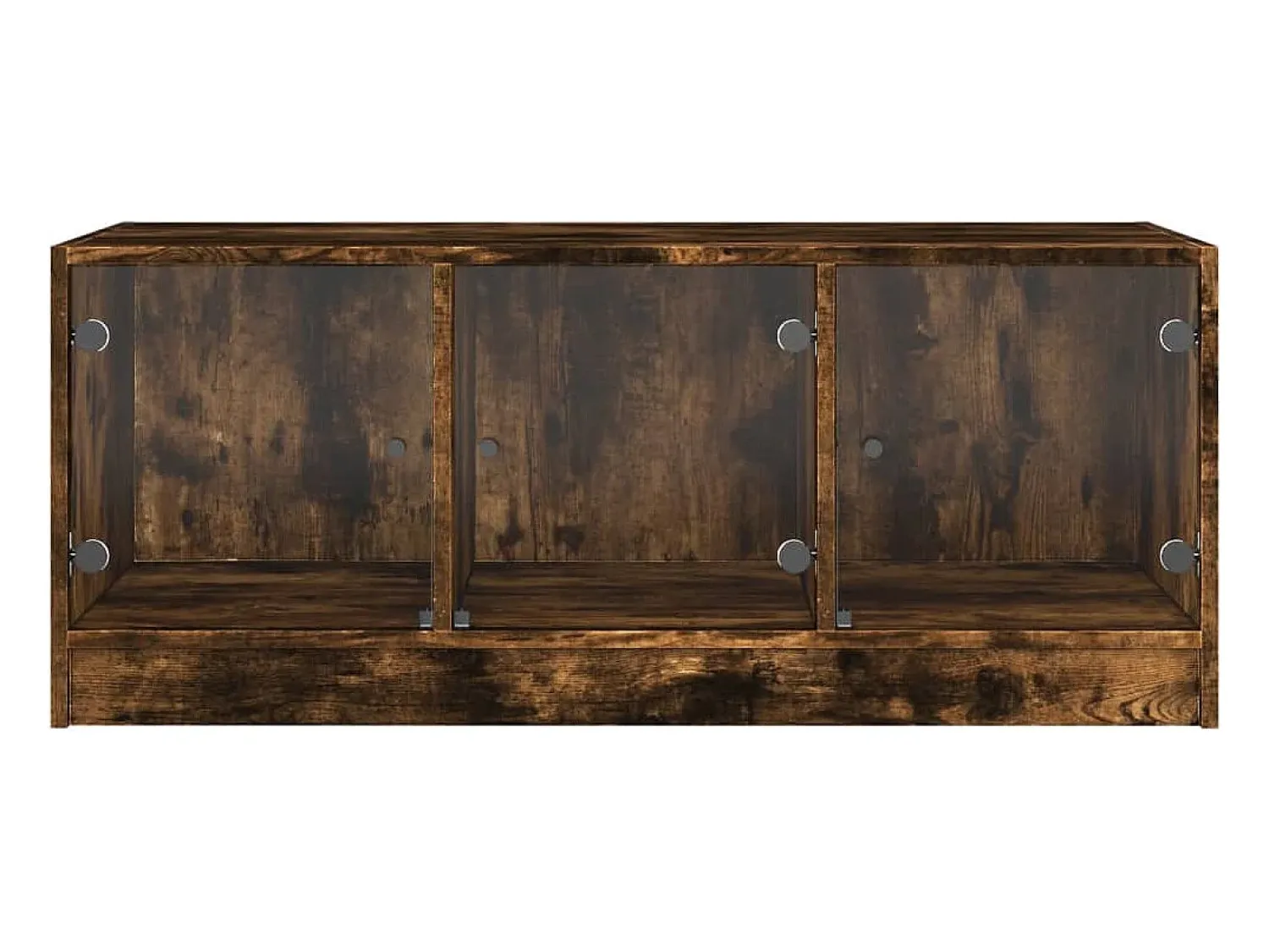 Best Mesa de centro | Mesa de apoio | Mesa de café c/ portas de vidro 102x50x42 cm carvalho fumado Castanho