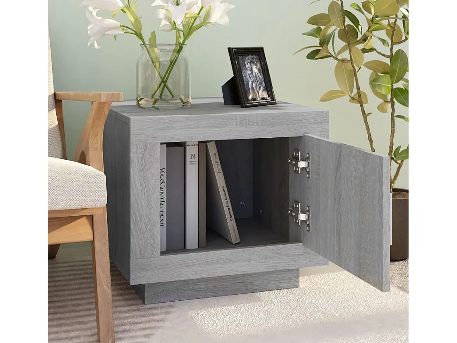 Outlet Mesa de centro | Mesa de apoio 51x50x45 cm derivados de madeira sonoma Cinzento