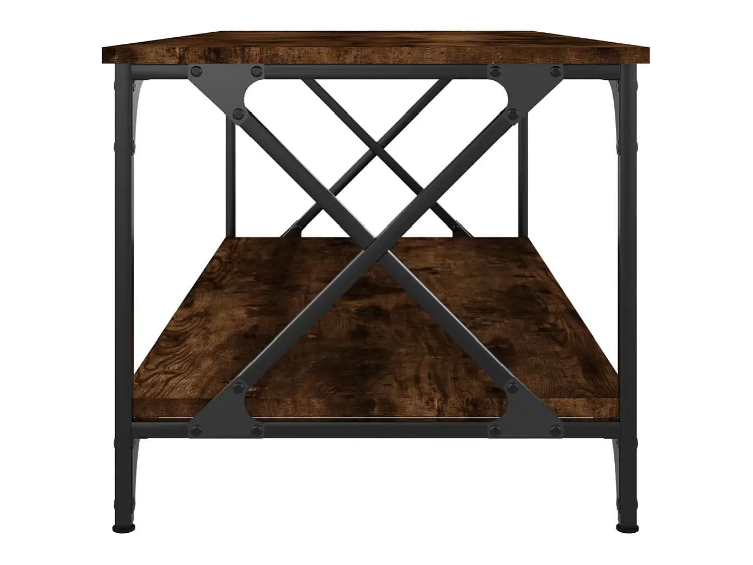Mesa De Centro* Mesa de centro | Mesa de apoio 100x50x45cm deriv. madeira/ferro carvalho fumado Castanho