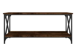 Mesa De Centro* Mesa de centro | Mesa de apoio 100x50x45cm deriv. madeira/ferro carvalho fumado Castanho