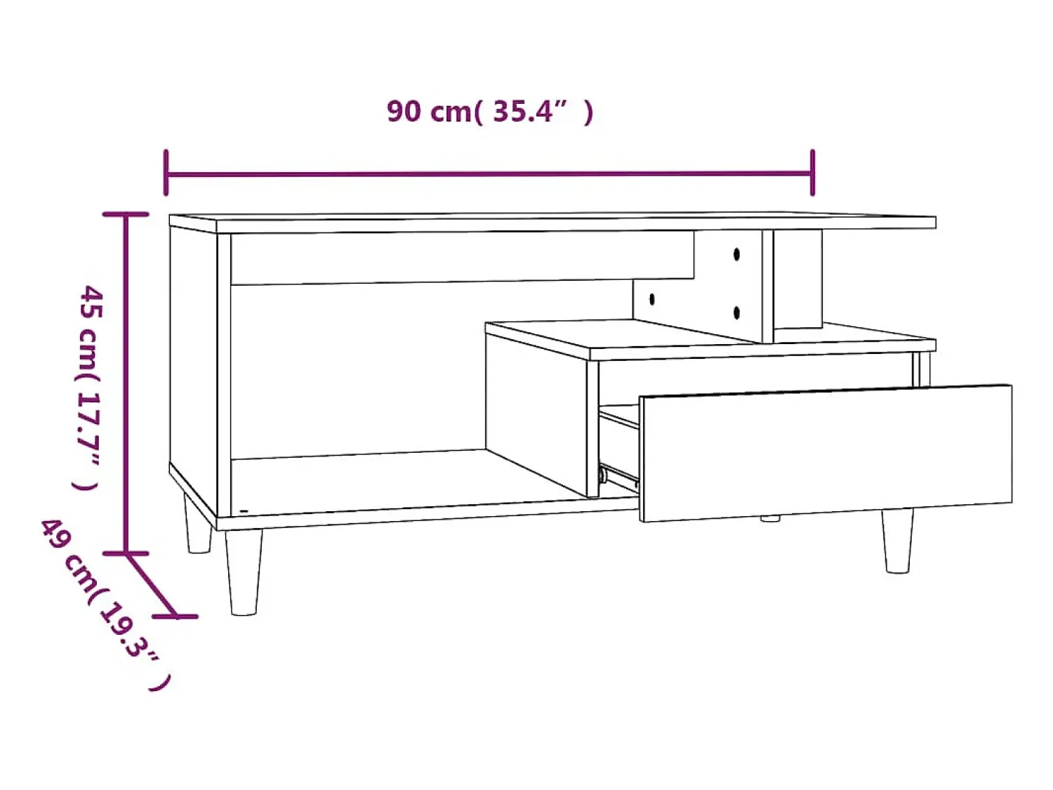 Mesa De Centro| Mesa de centro | Mesa de apoio 90x49x45 cm derivados de madeira carvalho Castanho