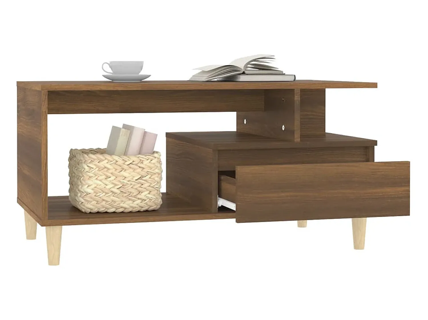 Mesa De Centro| Mesa de centro | Mesa de apoio 90x49x45 cm derivados de madeira carvalho Castanho