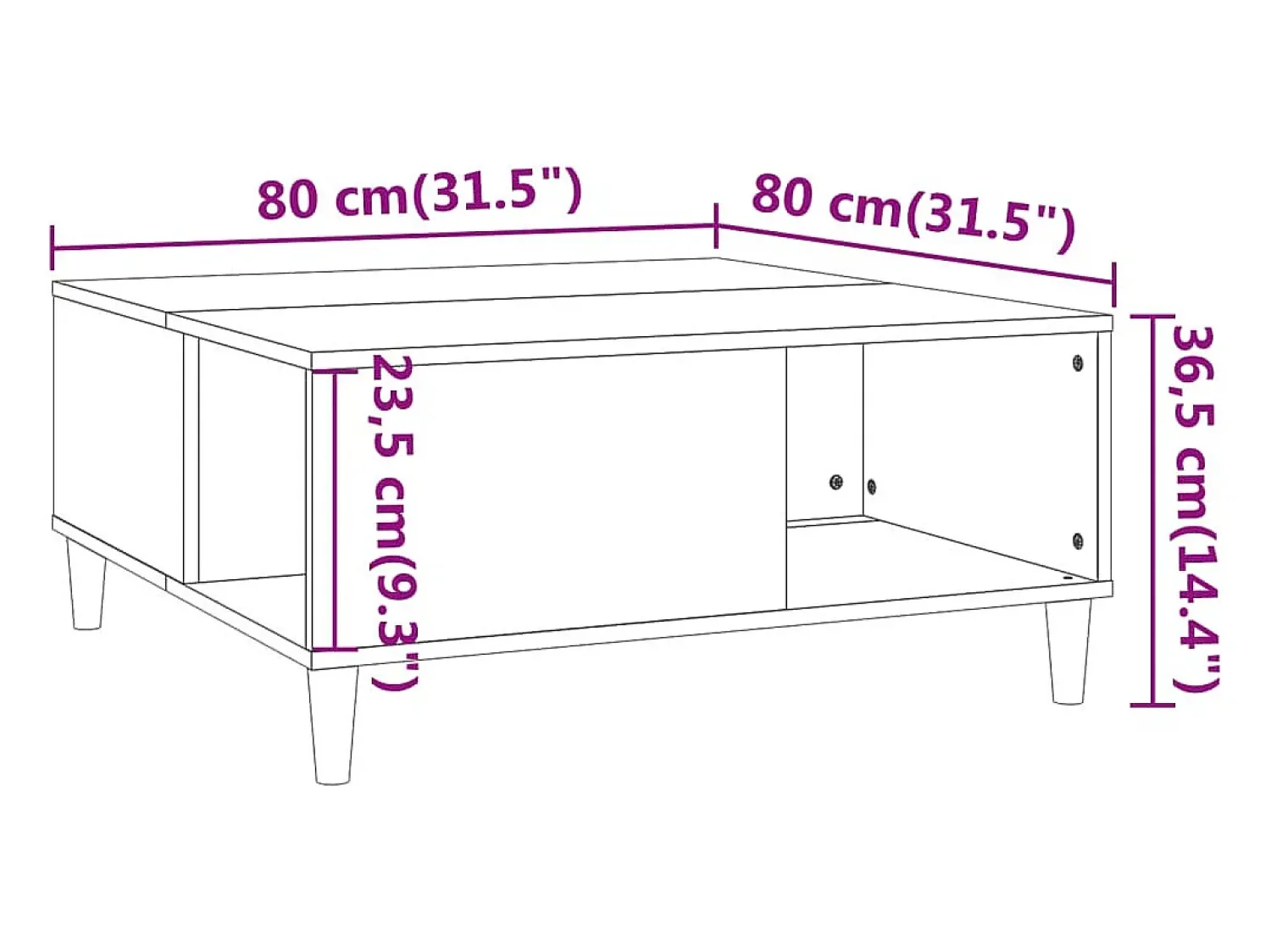Mesa De Centro| Mesa de centro | Mesa de apoio 80x80x36.5 cm derivados de madeira Branco