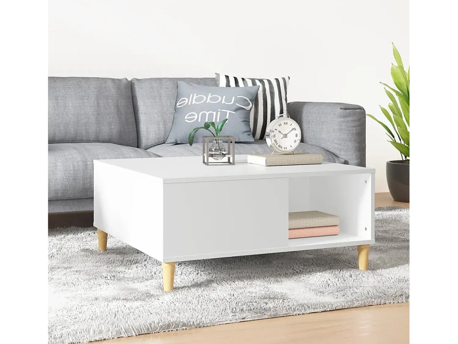 Mesa De Centro| Mesa de centro | Mesa de apoio 80x80x36.5 cm derivados de madeira Branco