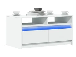 Mesa De Centro| Mesa de centro | Mesa de apoio com luzes LED derivados de madeira Branco