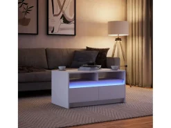 Mesa De Centro| Mesa de centro | Mesa de apoio com luzes LED derivados de madeira Branco